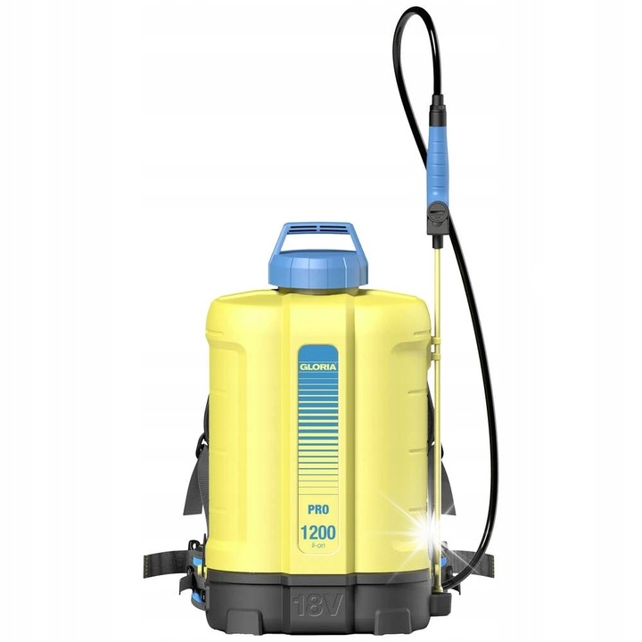 Акумулаторна пръскачка Gloria Pro 1200, 12л, 18V, ергономична, комплект с дюзи за хербициди и инсектициди