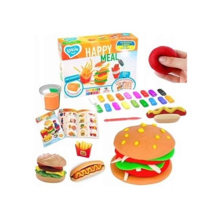 Modellező gyurma szett gyerekeknek, Okto, 12 szín, vágókéssel és matricákkal, 3 éves kortól