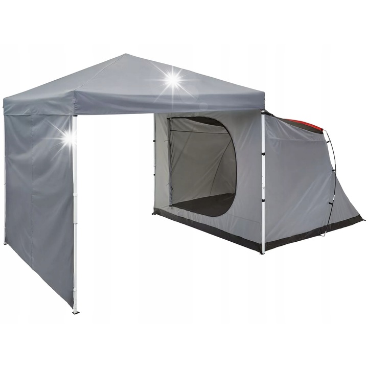 Kemping pavilon, 240 x 180 x 240 cm, 240 x 240 x 240 cm, szürke, összecsukható