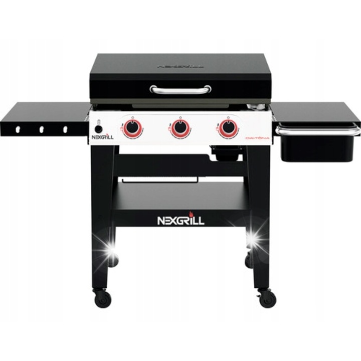 Газов грил Nexgrill, 3 горелки, 53,3x76см, черен, със сгъваема странична маса