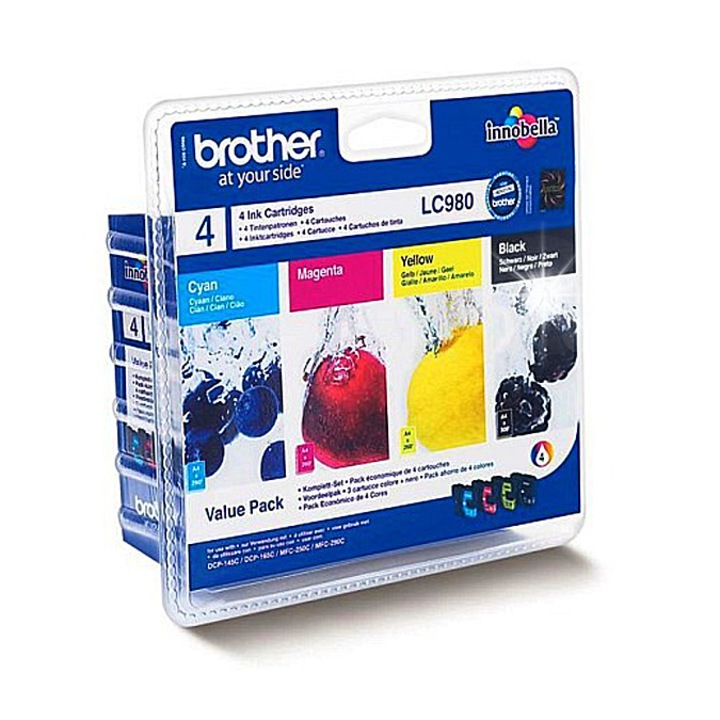 Brother LC-980VALBP tintapatron szett, 4 színű, fekete, piros, kék, sárga