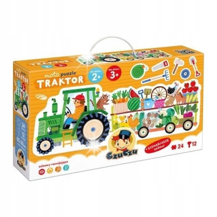 Puzzle oktató traktor, Bright Junior Media, 24 darab, 85x30cm, 2 év feletti gyermekeknek