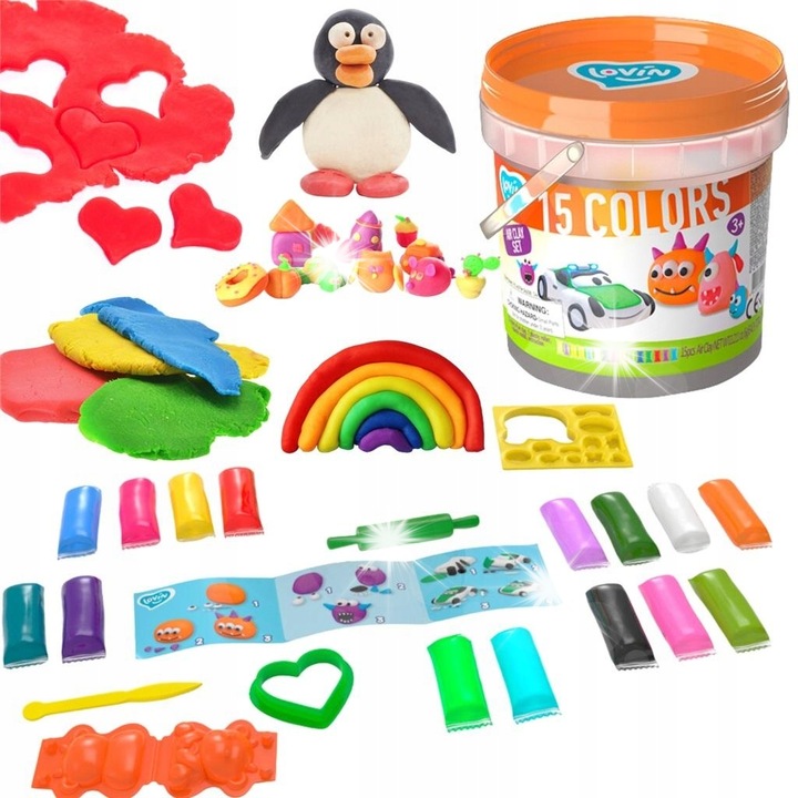 Kreatív készlet gyerekeknek, Lovin, gyurma, 15 szín, könnyű modellezés