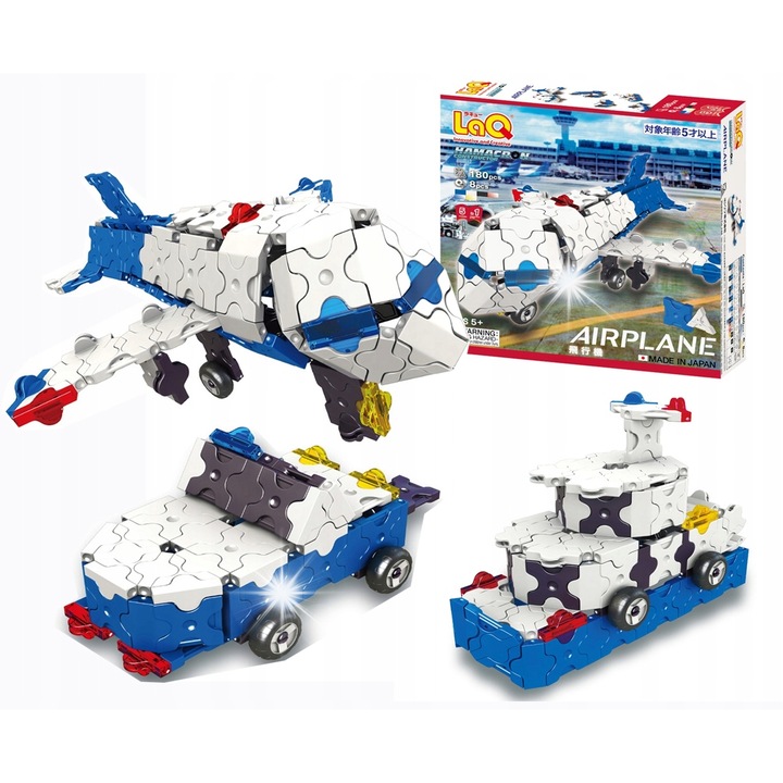 LaQ építőkészlet, repülőgép, 180 darab, 5 modell, többszínű, 5+ éves gyermekeknek