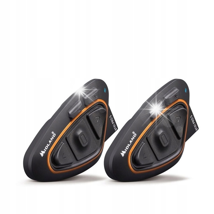Комплект интерком Midland BTX1 PRO S, 2 единици, Bluetooth 4.2, обхват 800м, аеродинамичен дизайн, водоустойчив IPX6