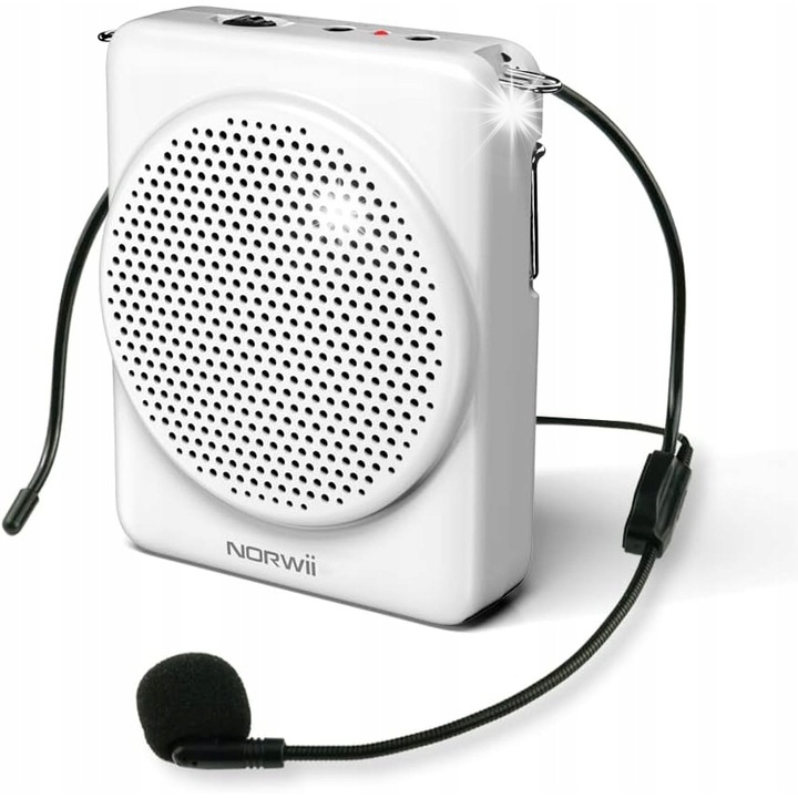 Преносим усилвател за глас, Norwii, 1800 mAh, 10W, микрофон с гъвкаво рамо, 9,1x7,1x2,5см
