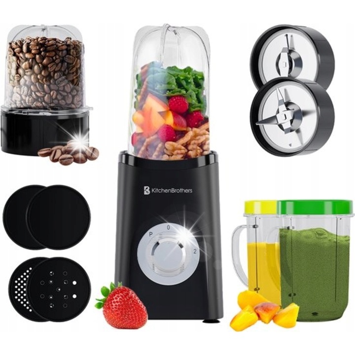 Blender cu pahar Moulinex 800 W, 1,75 l, functie de zdrobire a ghetii, negru