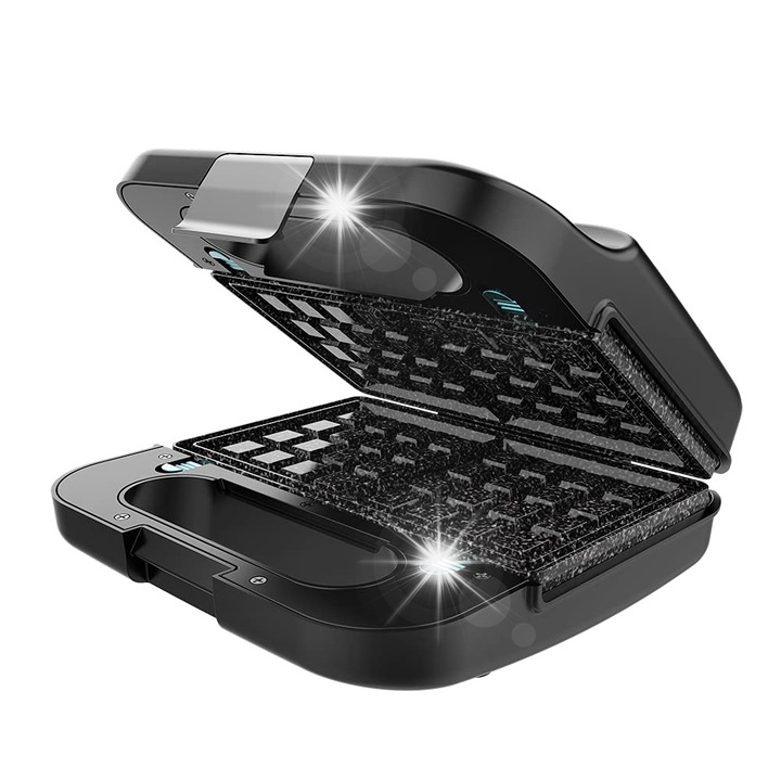 Opiekacz sandwich Aigostar 800W, negru, 2 canapele, dimensiuni 23,2x22,2x7,8cm