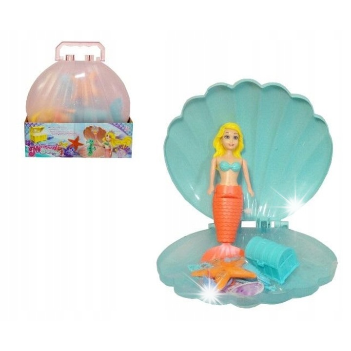 Sellő baba, kiegészítő szettel, 3 év, többszínű, 30x20cm