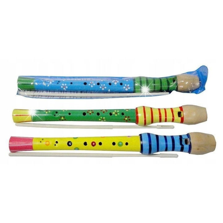 Fából készült furulya mix, hangszer, SWEDE, 46x349mm, gyerekeknek 3+