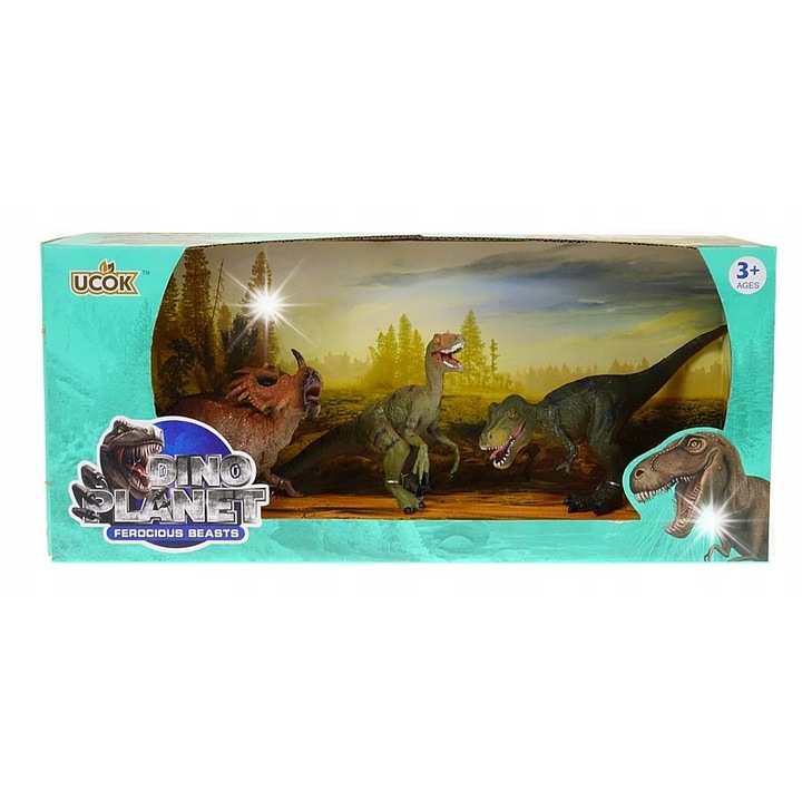 Комплект фигурки динозаври, Adar, 3 броя, 17см, многоцветни