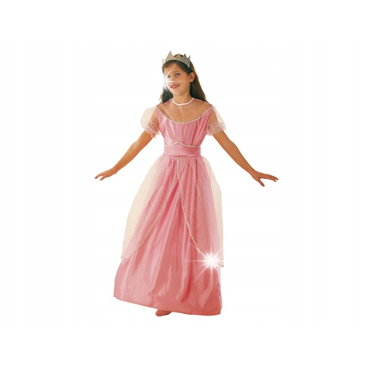 Madej alvó hercegnő jelmez szett, ruhával, övvel és koronával, színes, S/110-120 cm méret