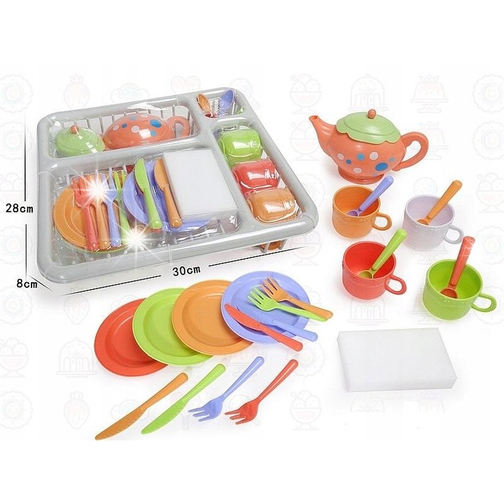 ADAR teáskészlet edénytartóval, 30x28x8cm, 3+ éves gyermekeknek