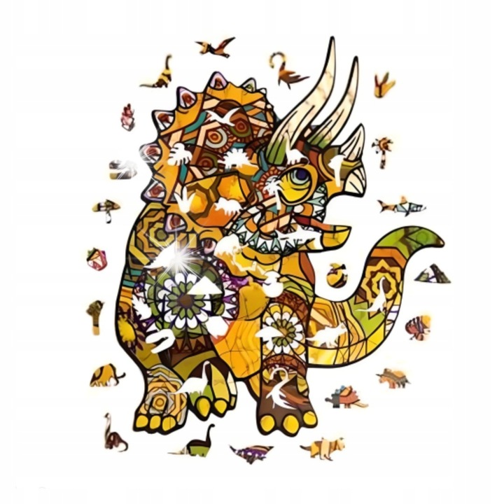Puzzle Triceratops, kreatív készlet, szokatlan formák, 30x45cm