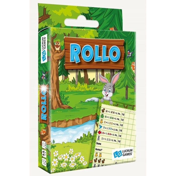 Társasjáték ROLLO, 5 dobókocka, 1 füzet, 1 útmutató, többszínű