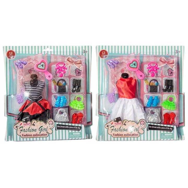 Babakiegészítő szett, Askato, ruha, 11 kiegészítő, többszínű