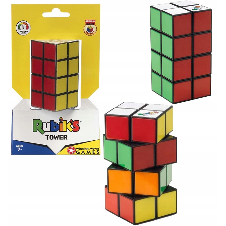 Образователна игра Rubik's, куб 2x2x4, превъзходно качество, логическо развитие, многоцветен