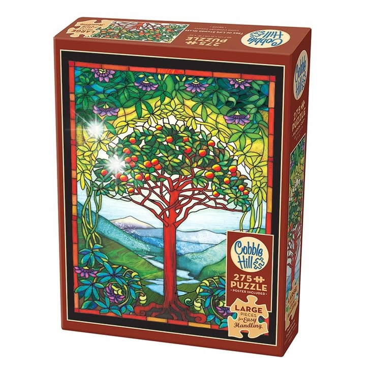 Puzzle Cobble Hill, Az Élet Fája Ólomüveg, 1000 darab, többszínű