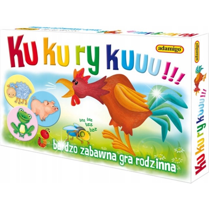 Kukuryku társasjáték, Adamigo, 60 állatkártya, 45 zseton, többszínű