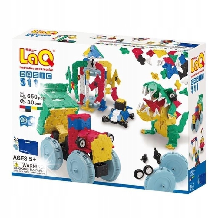 Конструктор LaQ Basic 511, 650 части, 6 цвята, 30 специални части, препоръчва се за 5+ години