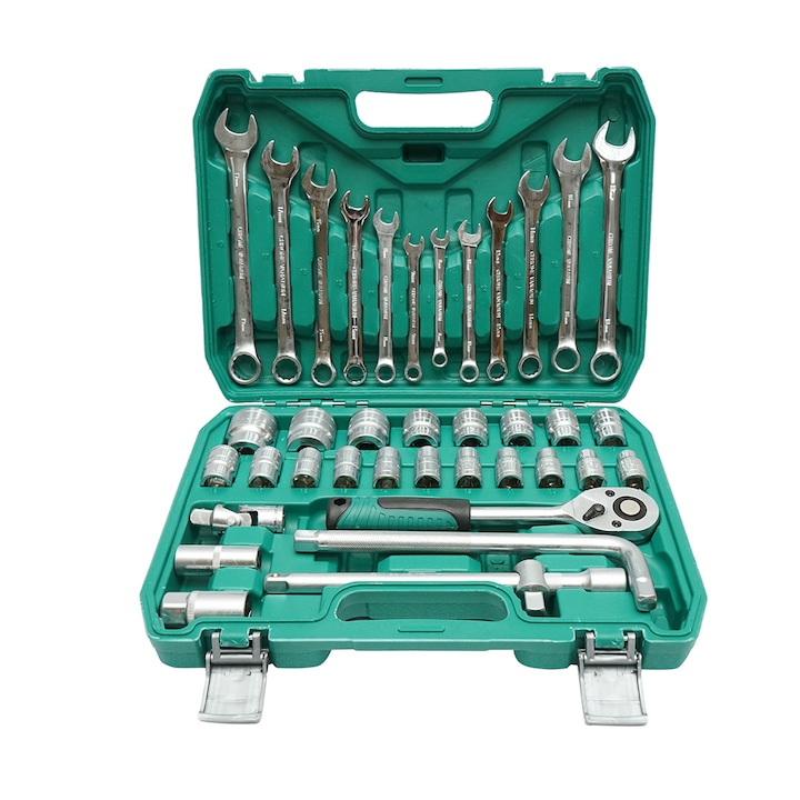 Trusa chei tubulare 8-32mm si chei fixe combinate 8-19mm, antrenor cu clichet 38 piese Breckner Germany