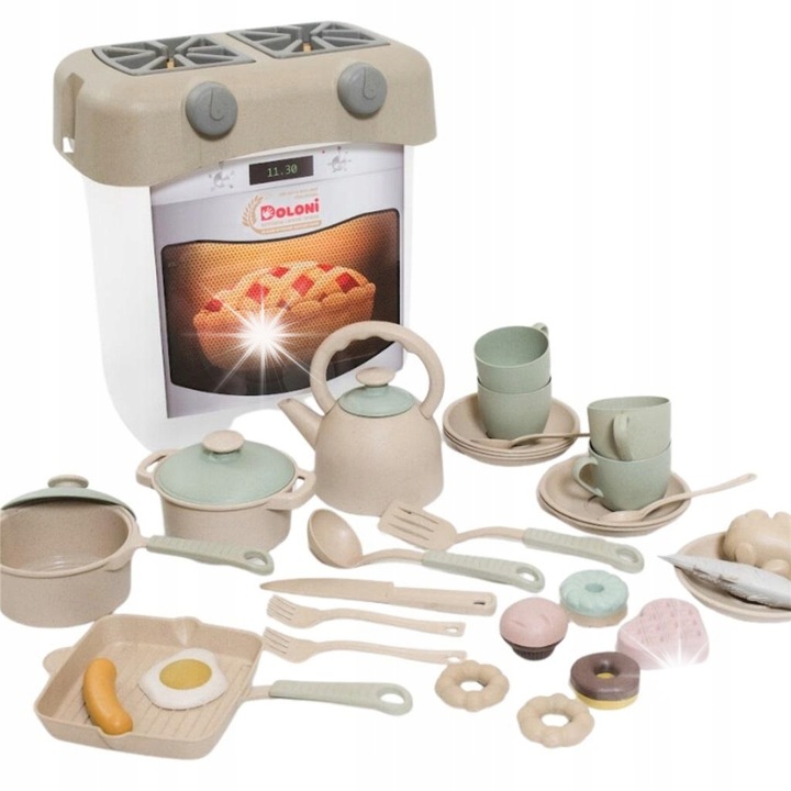 Gyerekkonyha, Doloni, 34 db-os szett, realisztikus design, méretei 28,3x20x31,5cm