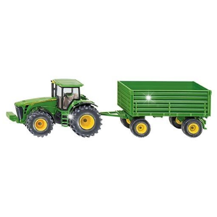 Tractor cu remorca Siku 1953, 1:50, metal si plastic, roti mobile, 10x15x22cm