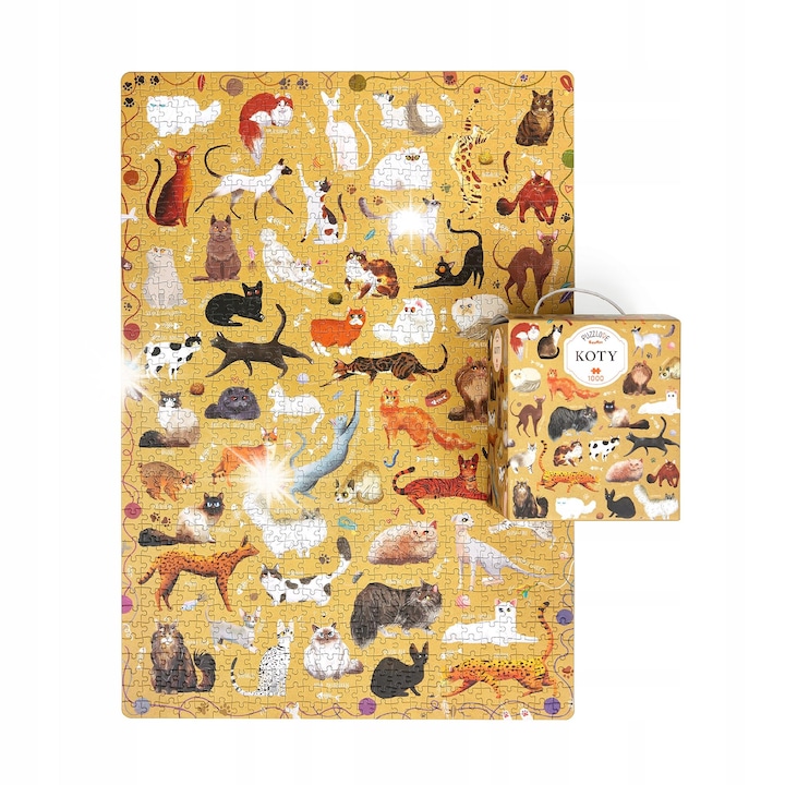 Puzzle az egész családnak, 1000 darabos, aranyos cicák, 48x68cm