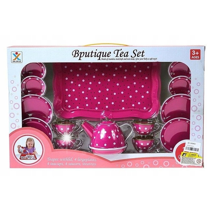 Gyerekkonyha játékszett tálcával, fém, játékos tanulás