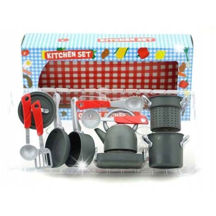 Swede gyerek konyhai kiegészítő készlet, edények és serpenyők, többszínű, 30x45cm
