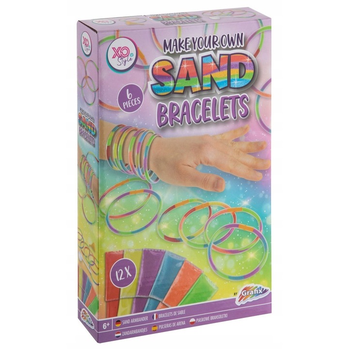 Set creativ pentru copii, Grafix, bratari MYO, 6 bucati, 12 culori