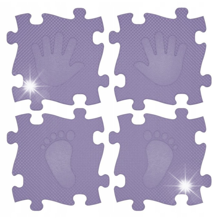 Комплект сензорен килим тип пъзел от пяна, Askato, 16 части, 30x30см, за развитие на двигателните умения