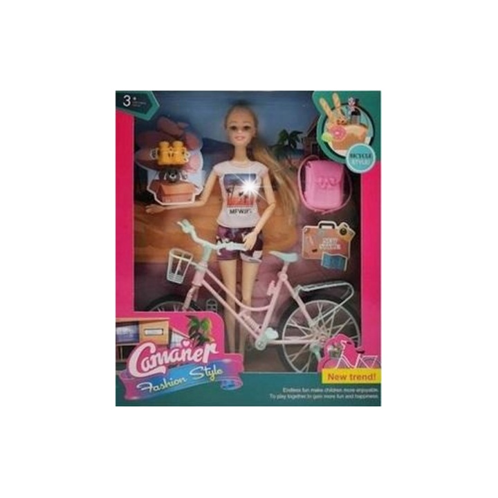 Maksik babakészlet kerékpárral, oktató, gondosan kidolgozott részletek, többszínű