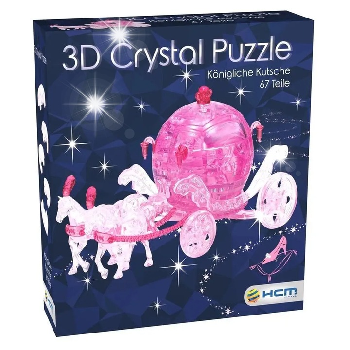 Puzzle 3D HCM Kinzel, rózsaszín hintó, 67 elem