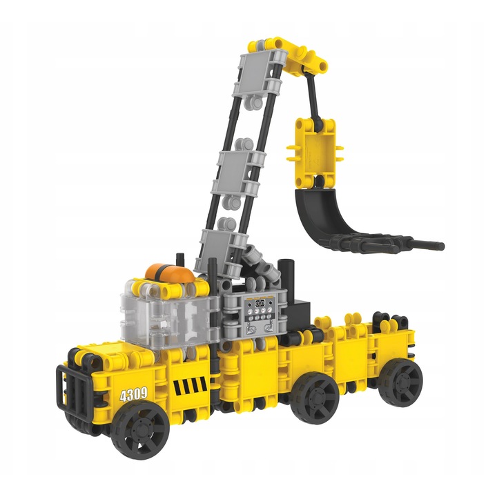 Set de blocuri eucationale, CLICS, 123 Elemente, Masini de Constructie, Multicolor, 4+ ani