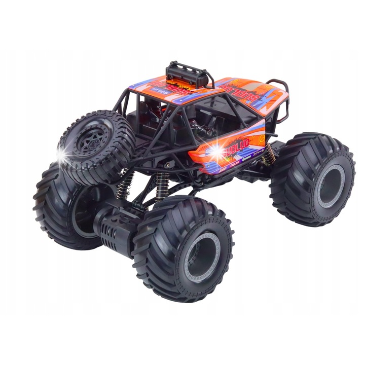 Leantoys RC autó 1:8, terepjáró, lengéscsillapítókkal, narancssárga, 44x29x28cm, akkumulátorral és töltővel