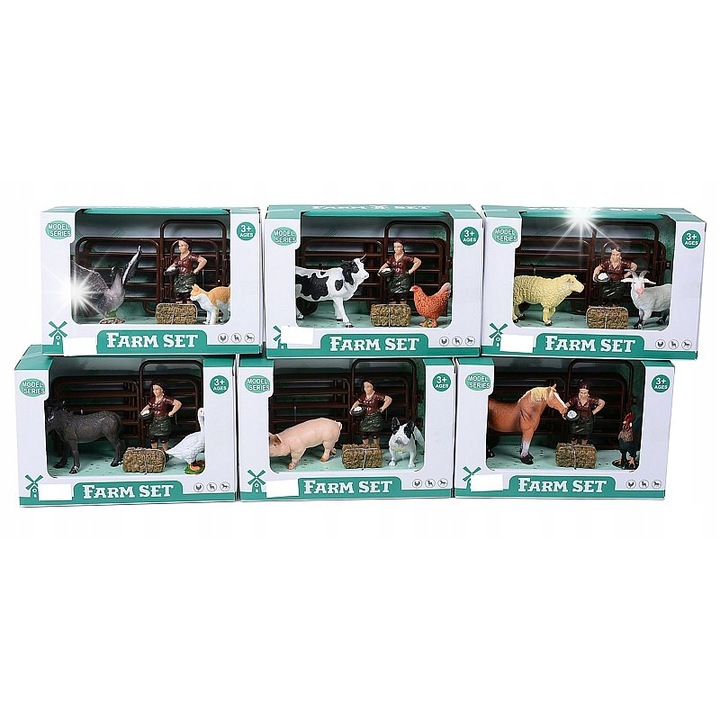 Комплект фигурки на селскостопански животни, Адар, 22x10x14см, Ч/Б