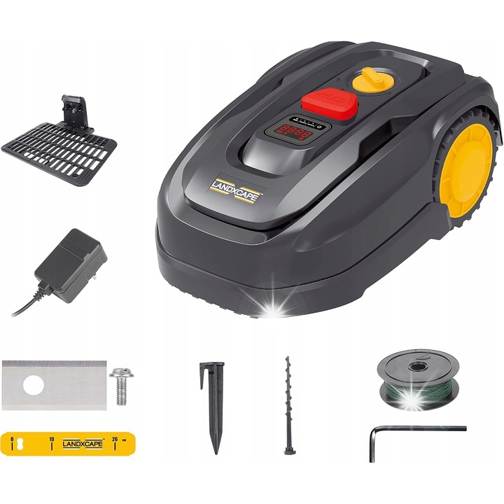 Robot de tuns iarba LANDXCAPE LX796, 20V, 400m, set 2 buc, alimentare baterie, dimensiuni 21x51x35cm