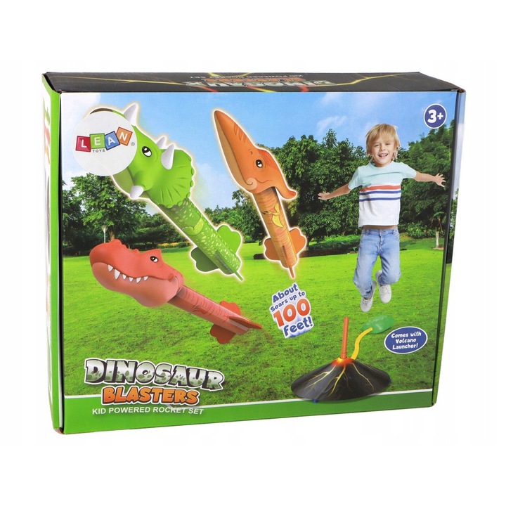 Игра с 3 ракети Динозаври, LEAN Toys, 30м, 27x22,5x8см