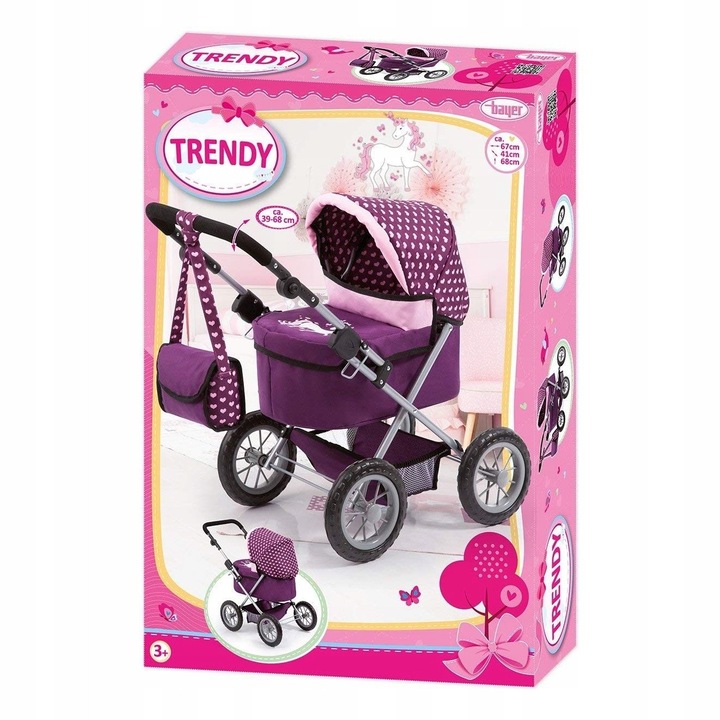 Bayer Design babakocsi, Trendy modell, 39-68cm, 67x41x68cm, többszínű