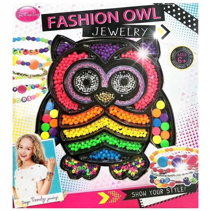 Set creativ cu margele, pentru fetite, dezvolta creativitatea, multicolor