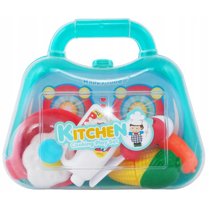 Gyermek konyhai játékszett, Trifox, főzőkiegészítők, 19x16x5cm, kék/sárga