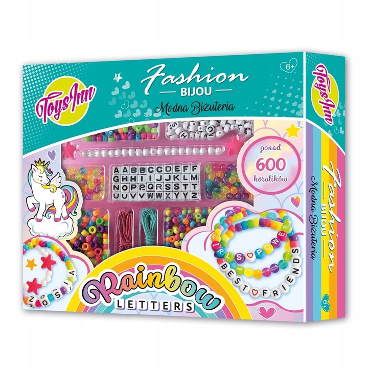 Set creativ pentru copii, ToysInn, multicolor, 600+ piese, pentru bratari si coliere