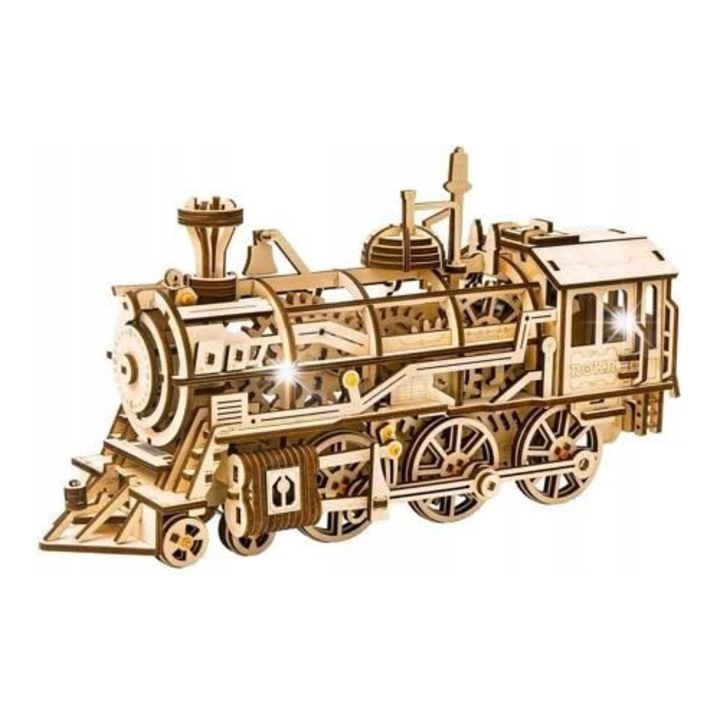 Kreatív fa mozdony puzzle szett, ipari dizájn, ragasztó nélkül