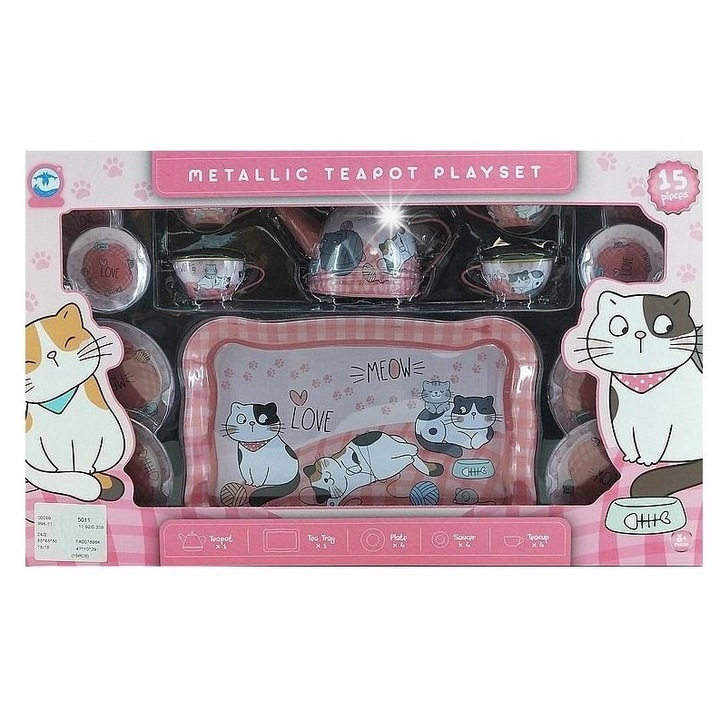 Gyermek konyhai készlet, 15 darabos, fém, fejleszti a kreativitást, többszínű