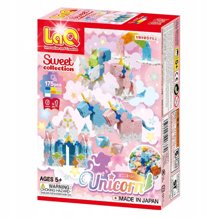 LaQ építőkészlet, unikornisok, 175 darab, 7 szín, 5+ éves gyermekeknek