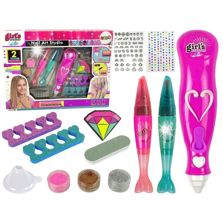 Комплект за детски маникюр, LEAN Toys, с 2 писалки за рисуване, 2 разделителя, многоцветен