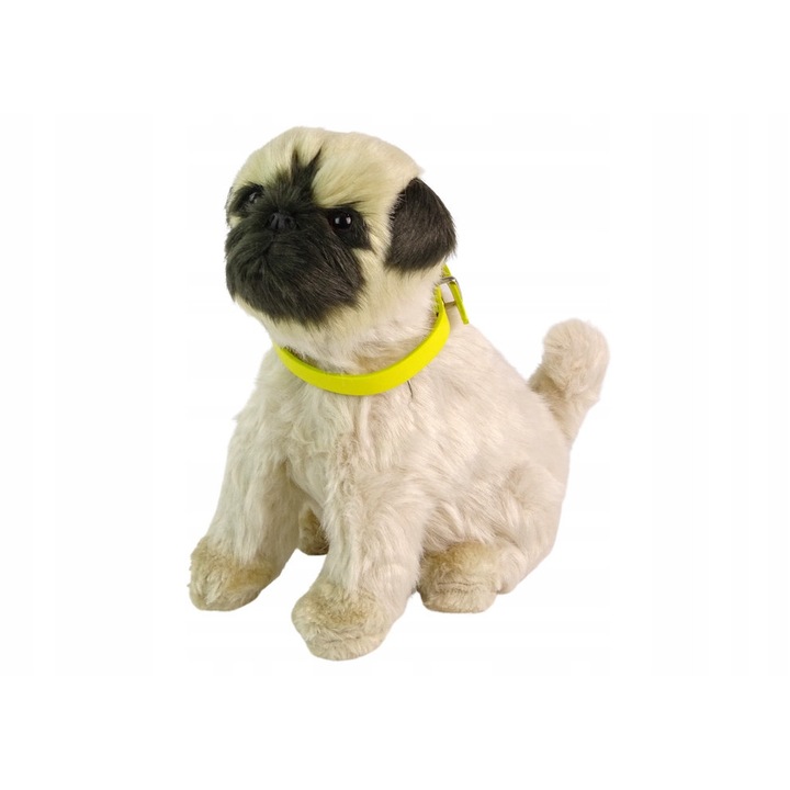 Интерактивно плюшено кученце, LEAN Toys, Мопс, бежово-черно, 19x14x17см, за деца 3+