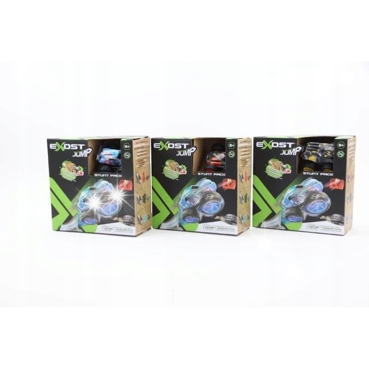 Szett, Stunt Pack kisautók, Icom, 1 rámpa, 4 hordó, többszínű, 5 év feletti gyermekeknek