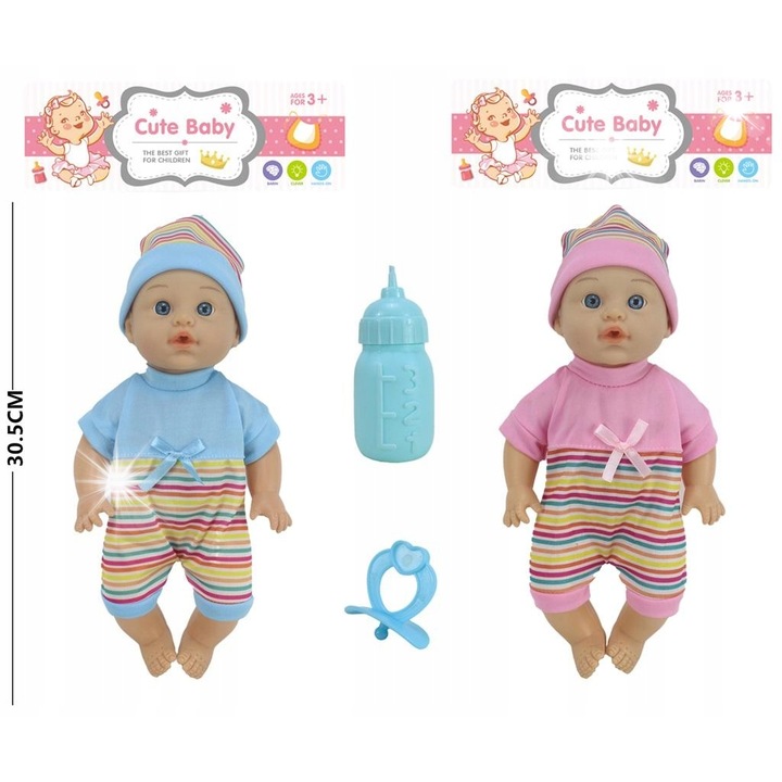 Éneklő baba kiegészítőkkel, Trifox, lányoknak, rózsaszín, szett